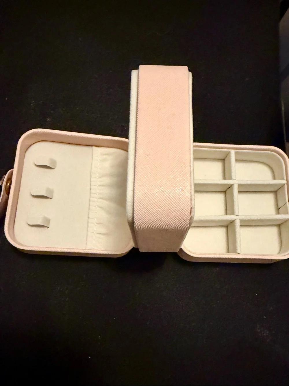 Compact Pale Pink Jewelry Case with Gold Hardware NEW